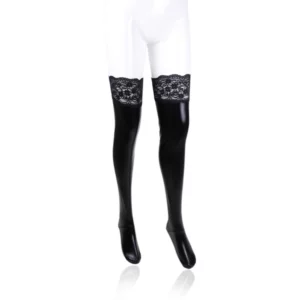 S101BX - Wetlook Stockings with Lace