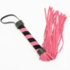 W201 - Leather Whip - Barber Shop Handle - 38cm - Pink/Black