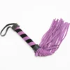 W201 - Leather Whip - Barber Shop Handle - 38cm - Purple/Black