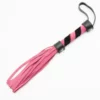 W202 - Leather Whip - Barber Shop Handle - 28cm - Black/Pink