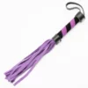 W202 - Leather Whip - Barber Shop Handle - 28cm - Black/Purple