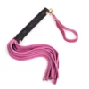 W204 - Small Leather Whips - Gold Trim - 28cm - Black/Pink