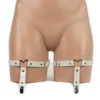 1004 - Faux Leather Heart Garter Pair - White