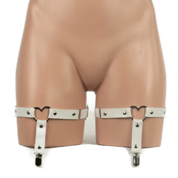 1004 - Faux Leather Heart Garter Pair - Image 2