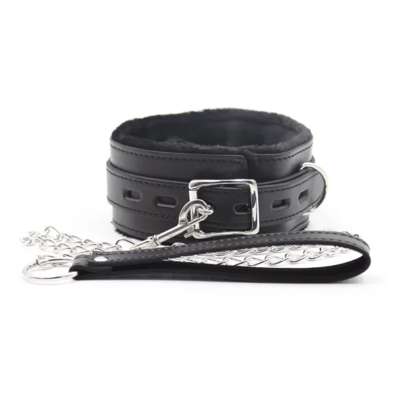 L100 Fluffy Leather Cuffs & Collar - Image 23