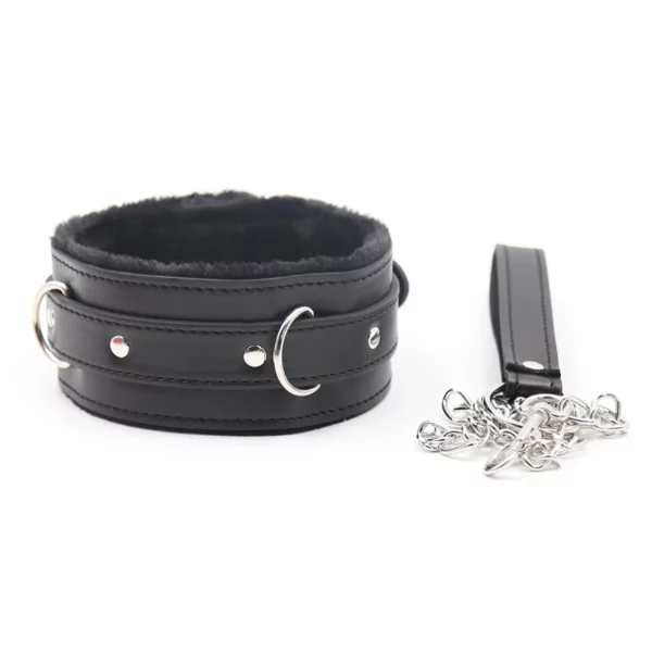 L100 Fluffy Leather Cuffs & Collar - Image 21