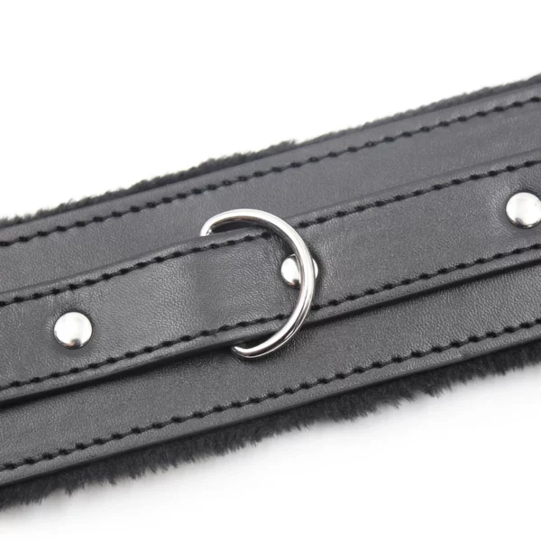 L100 Fluffy Leather Cuffs & Collar - Image 18