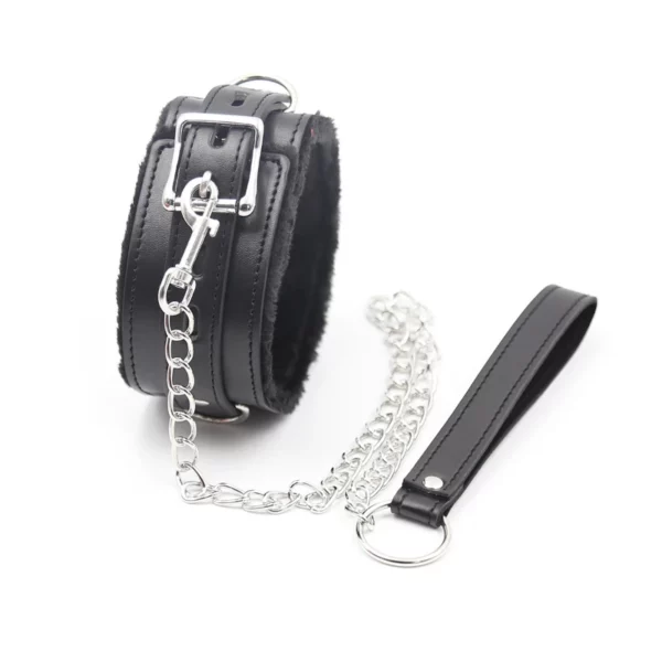 L100 Fluffy Leather Cuffs & Collar - Image 24