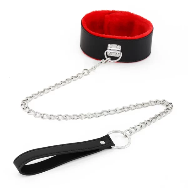 L100 Fluffy Leather Cuffs & Collar - Image 25