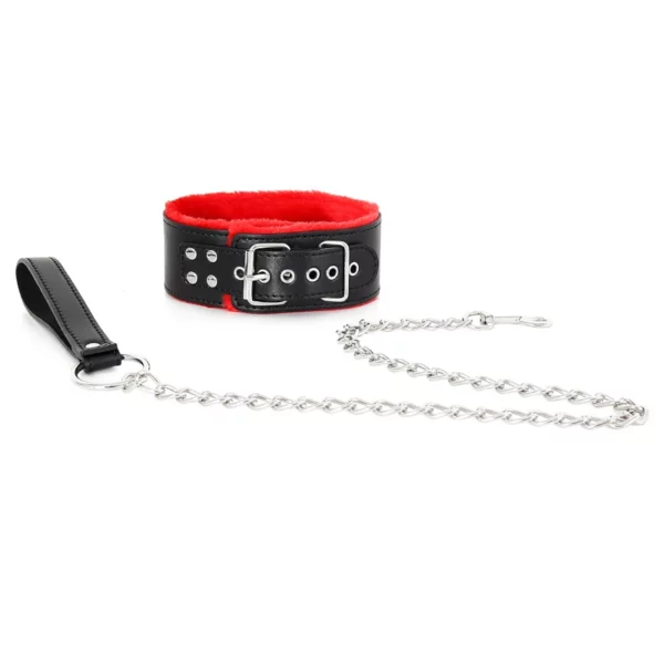 L100 Fluffy Leather Cuffs & Collar - Image 26