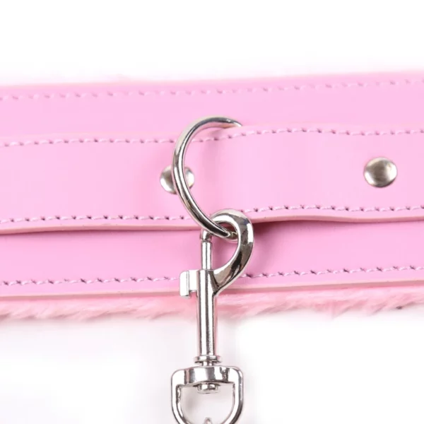 L100 Fluffy Leather Cuffs & Collar - Image 11