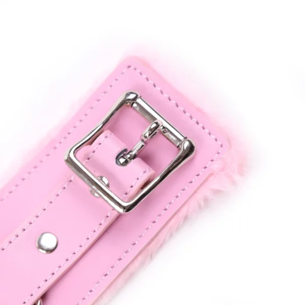 L100 Fluffy Leather Cuffs & Collar - Image 10