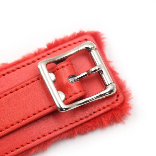 L100 Fluffy Leather Cuffs & Collar - Image 5