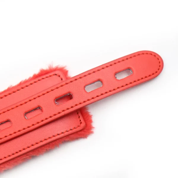 L100 Fluffy Leather Cuffs & Collar - Image 4