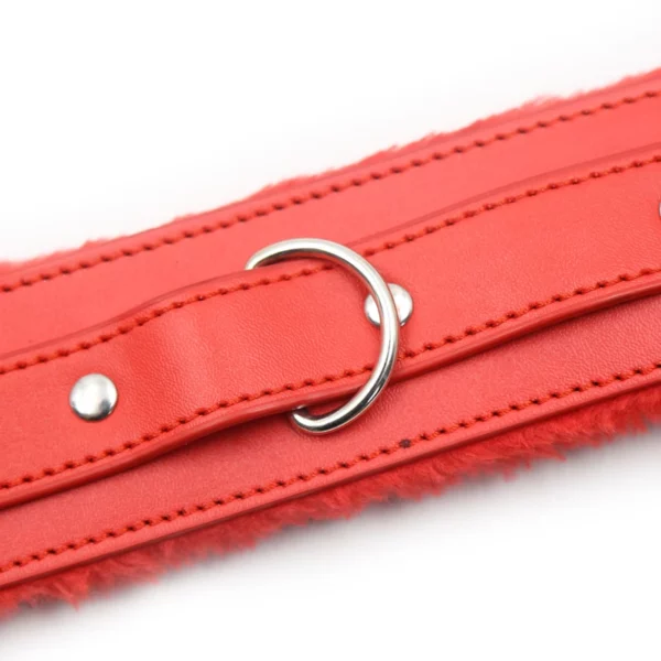L100 Fluffy Leather Cuffs & Collar - Image 3