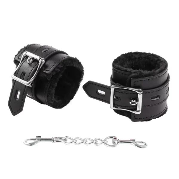 L100 Fluffy Leather Cuffs & Collar - Image 27