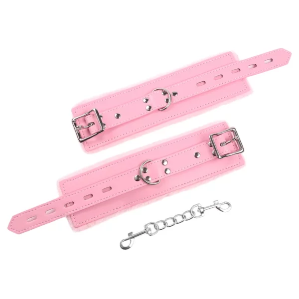 L100 Fluffy Leather Cuffs & Collar - Image 31