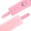 L100 Fluffy Leather Cuffs & Collar - Ankle, Pink