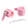 L100 Fluffy Leather Cuffs & Collar - Wrist, Pink