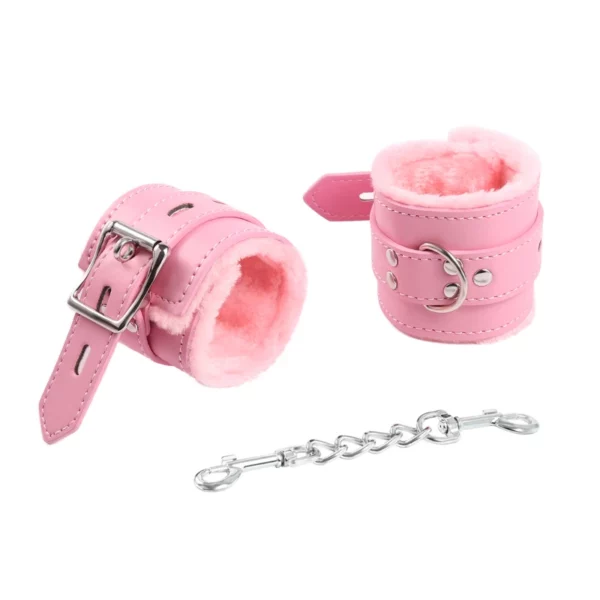L100 Fluffy Leather Cuffs & Collar - Image 33