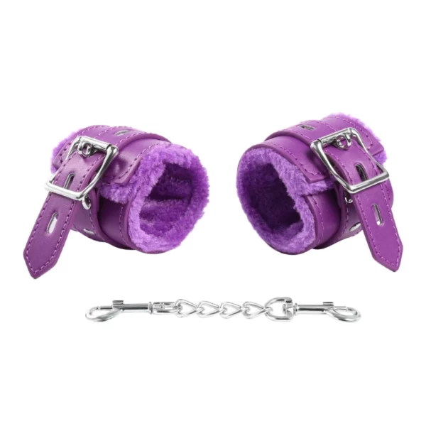 L100 Fluffy Leather Cuffs & Collar - Image 36