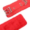 L100 Fluffy Leather Cuffs & Collar - Ankle, Red