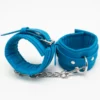 L104 - Soft Blue Padded Leather Cuffs - Wrist, Blue