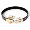 L112 - Snakeskin Print Leather Cuffs & Collar - Lock Collar, Rainbow